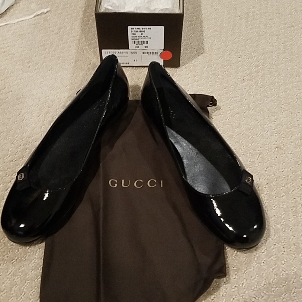 Black Patent Leather Gucci Ballet Flats